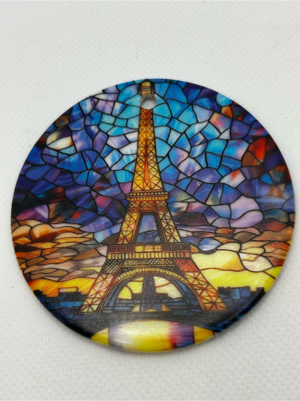 NEW Eiffel Tower Paris Ceramic Christmas Ornament 2.8” Double Sided